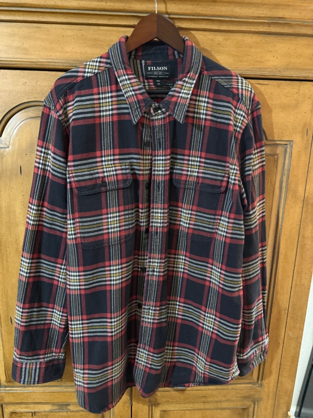 Filson Red & Navy Plaid Shirt-XXL